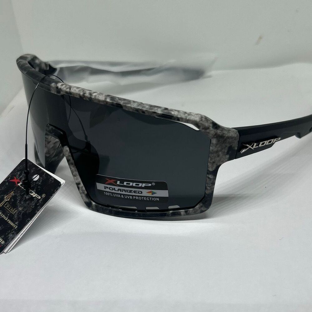 X-Loop Shield Gray Camo Polarized Performance Sunglasses UV Protection New